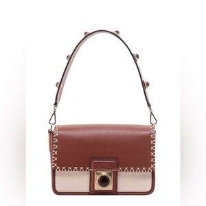 NWT $1850 Etro Studded Bag Crown Me Leather Canvas Hand bag Crossbody Shoulder